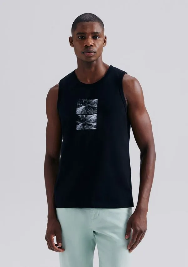 Regata Básica Masculina Regular Com Estampa - Preto XXG