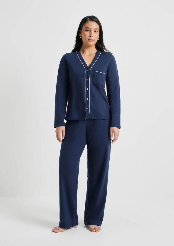Pijama Feminino Longo Em Moletinho - Azul M