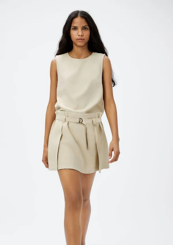 Shorts Saia Cintura Alta Em Viscose - Bege 044