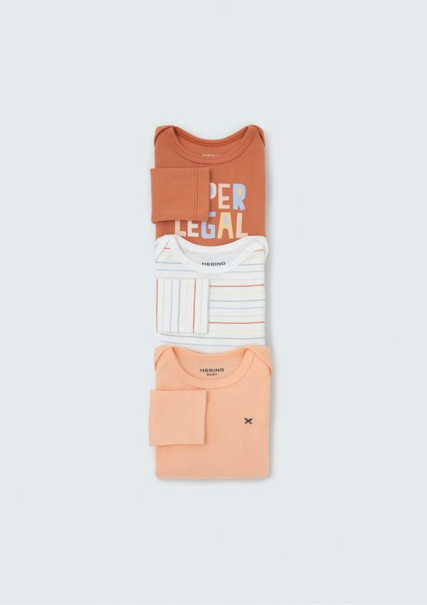 Kit Com 3 Bodies Bebê Menino Manga Longa Em Ribana - Multicolorido 03M