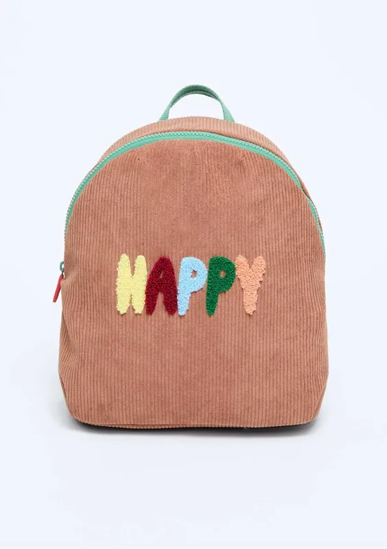 Mochila Infantil Unissex Média Bordada - Marrom UNI