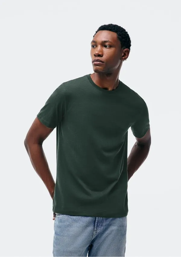 Camiseta Básica Unissex Manga Curta Regular World - Verde XP