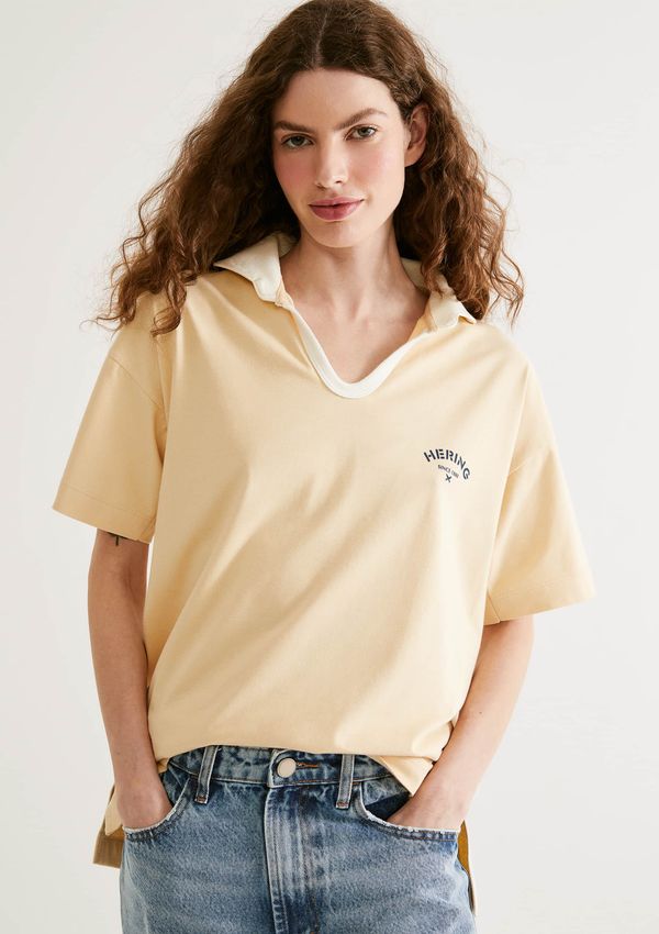 Camisa Polo Feminina Oversized Em Malha Binada - Amarelo P
