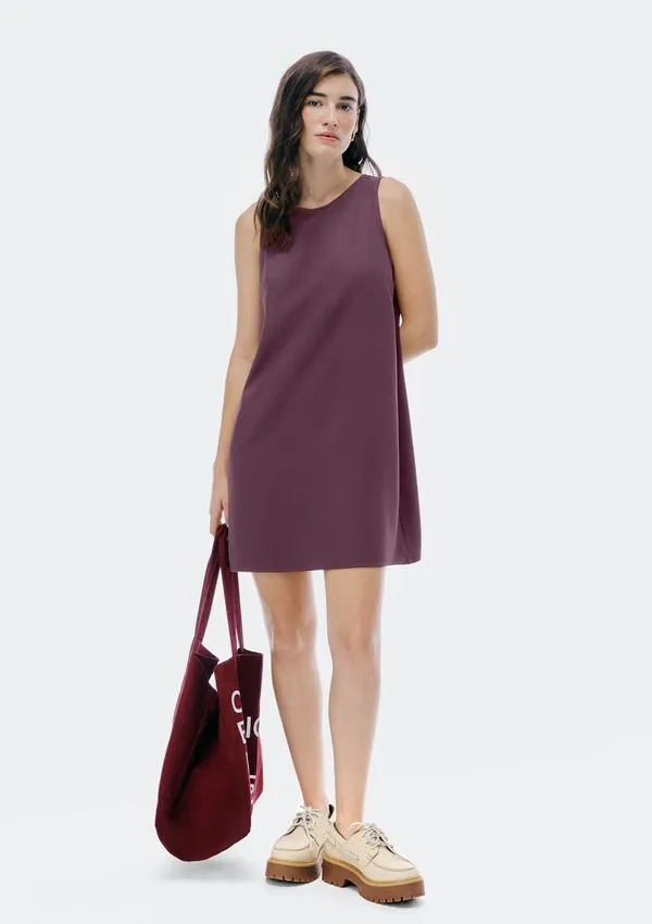 Vestido Curto Em Viscose - Roxo M