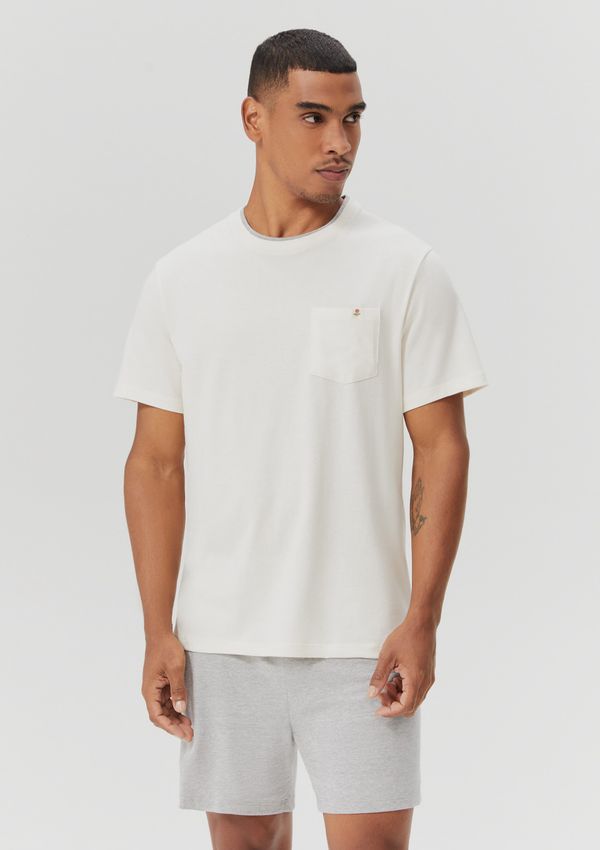 Pijama Curto Masculino Com Bolso - Off white P