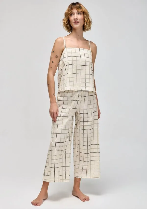 Pijama Longo Feminino Fio Tinto - Off white XP
