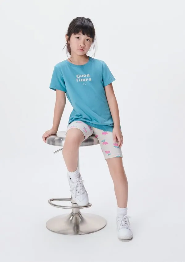 Conjunto Infantil Menina Curto Com Estampa - Azul 010