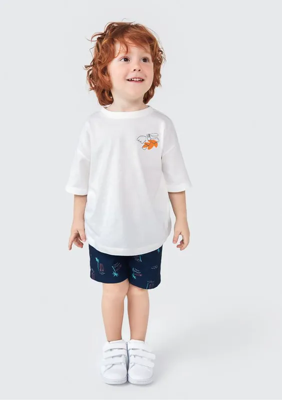 Shorts Infantil Menino Toddler em Tactel Estampado - Azul 004