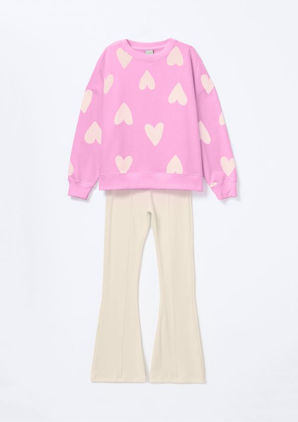 Conjunto Infantil Menina Oversized Estampado - Rosa 008