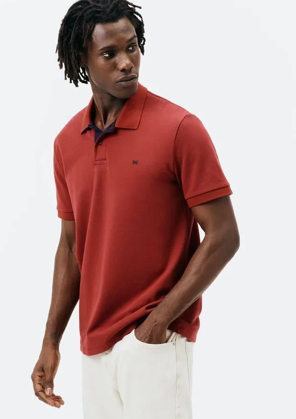 Camisa Polo Básica Masculina Em Piquet Com Bordado - Vermelho EXG