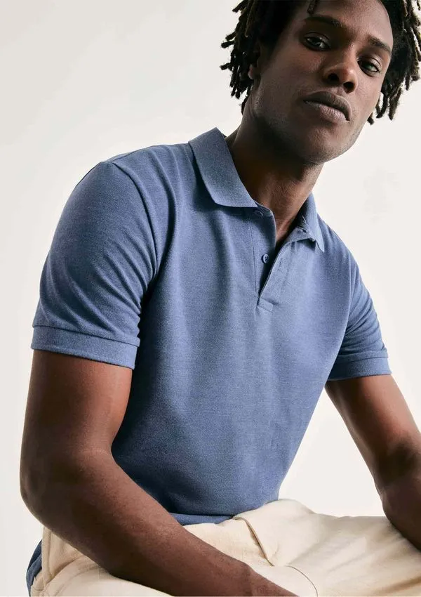 Camisa Polo Básica Masculina Manga Curta Em Piquet - Azul M