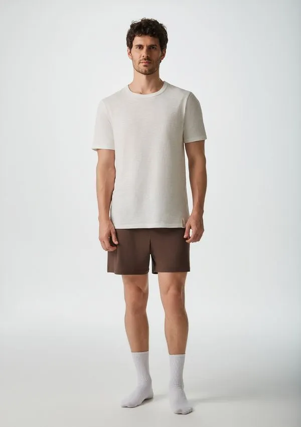 Pijama Curto Masculino Em Malha Flamê - Marrom G