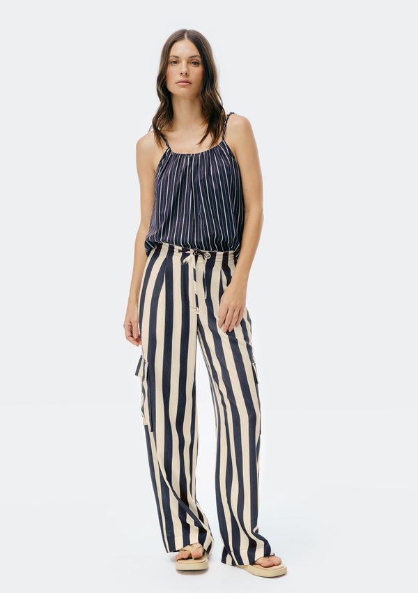 Calça Feminina Cargo Fio Tinto Com Linho - Creme 036