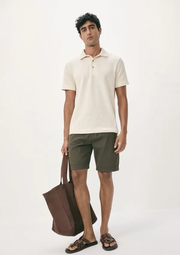 Bermuda Básica Masculina Em Sarja Com Elastano - Verde 046