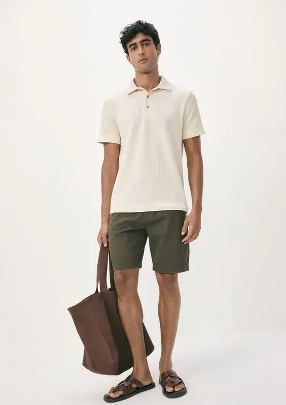Bermuda Básica Masculina Em Sarja Com Elastano - Verde 046