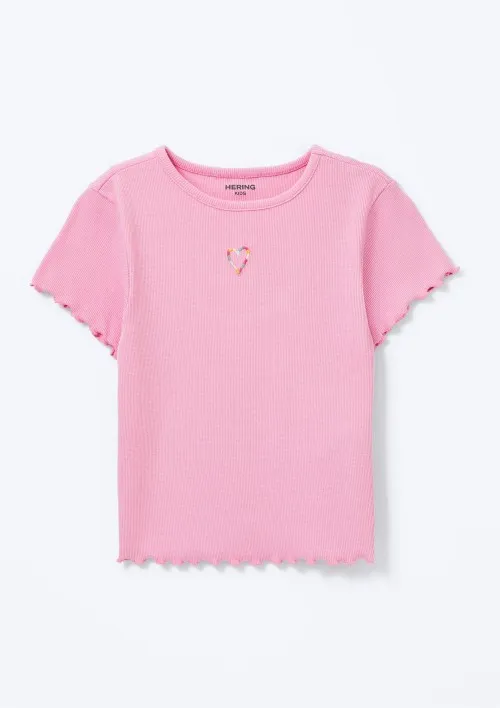 Blusa Manga Curta Infantil Menina Em Ribana - Rosa 012