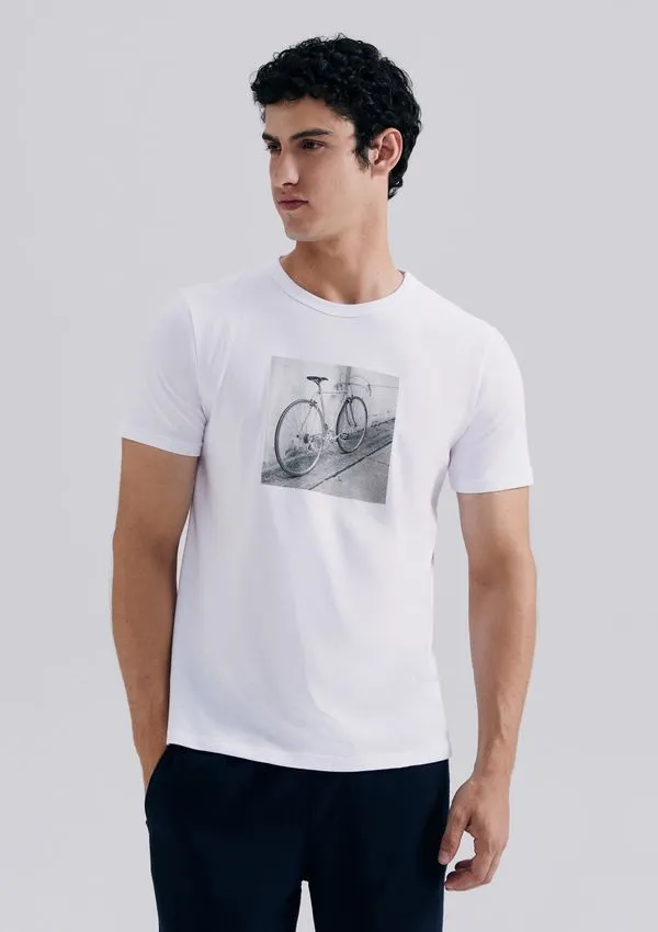 Camiseta Masculina Manga Curta Com Estampa - Branco XXG