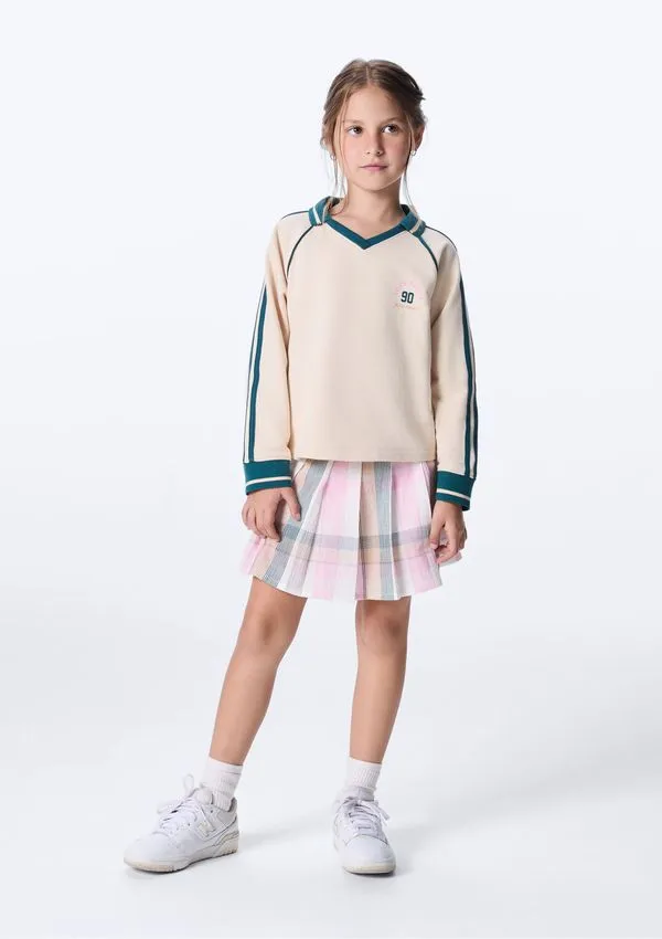 Shorts Saia Infantil Evasê Xadrez - Rosa 005