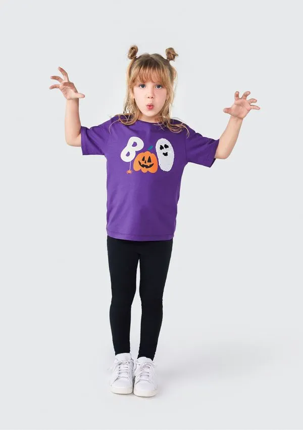 Camiseta Infantil Unissex Com Apliques - Roxo 004