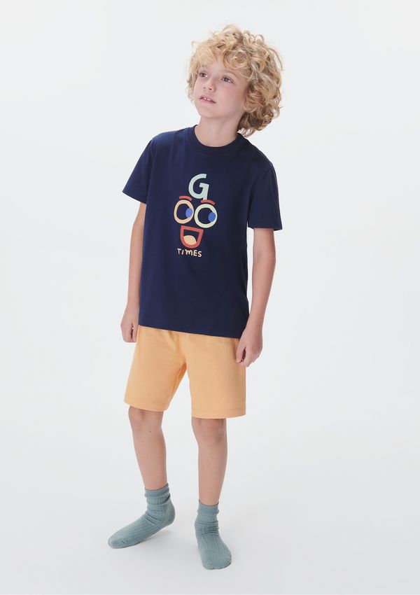 Pijama Infantil Menino Curto Com Estampa - Azul 004