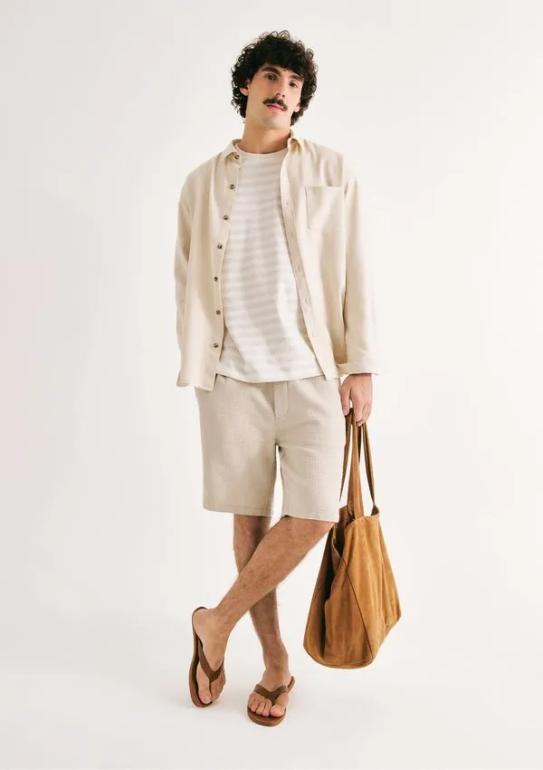 Bermuda Masculina Texturizada - Creme P