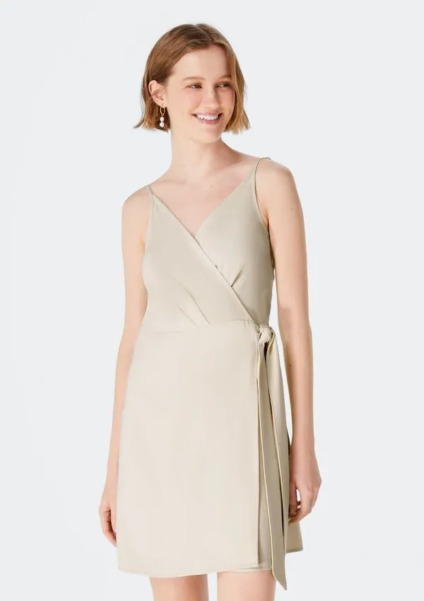 Vestido Curto Transpassado - Creme XP