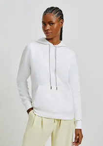 Blusão Básico Feminino Com Capuz Em Moletom Peluciado - Off white G
