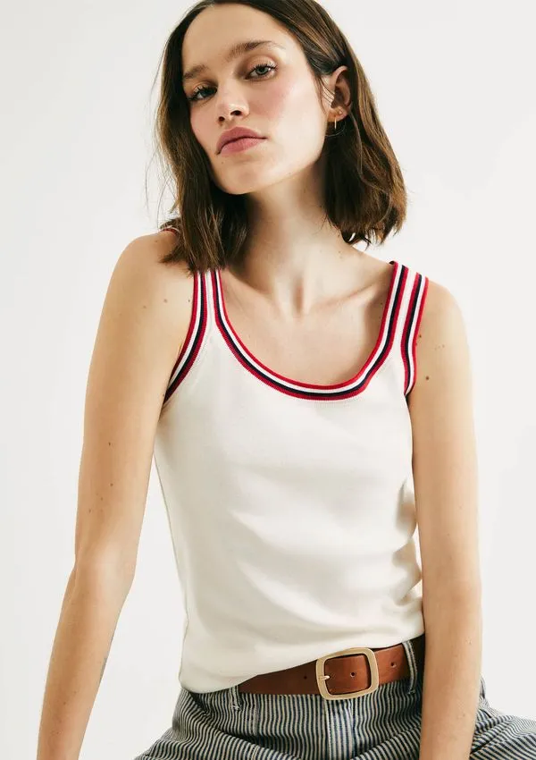 Regata Feminina Slim Em Ribana - Creme M
