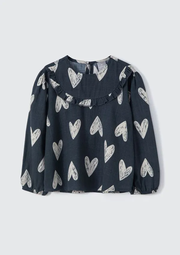 Blusa Bata Infantil Menina Toddler Com Babado - Cinza 004
