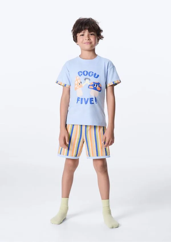 Pijama Curto Infantil Menino Estampado - Azul 014