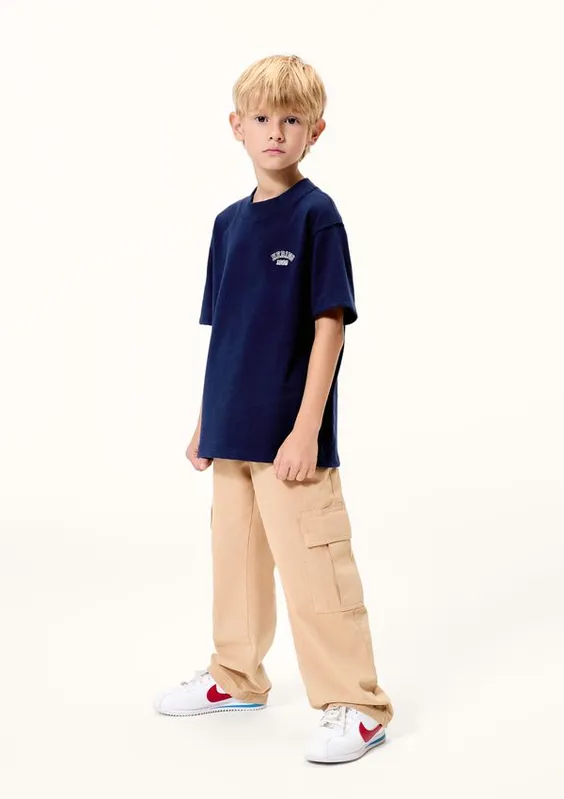 Calça Infantil Menino Cargo Em Sarja - Bege 004