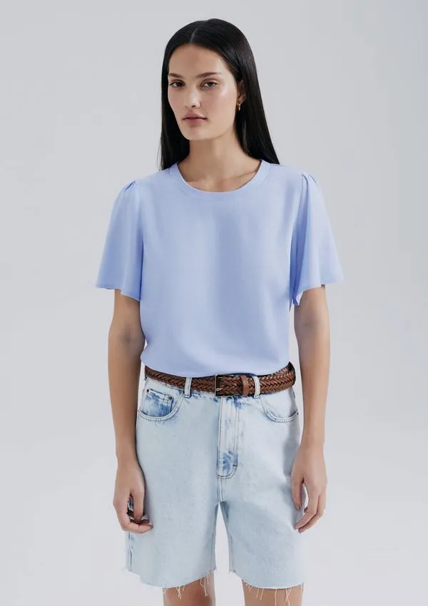Blusa Feminina Manga Godê Com Linho - Lilás XG
