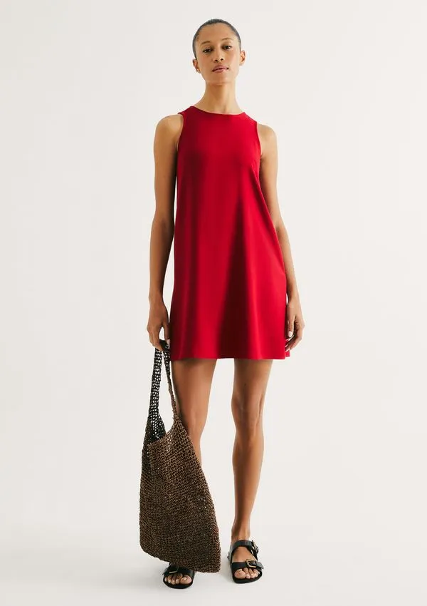 Vestido Curto Reto Em Viscose - Vermelho XG