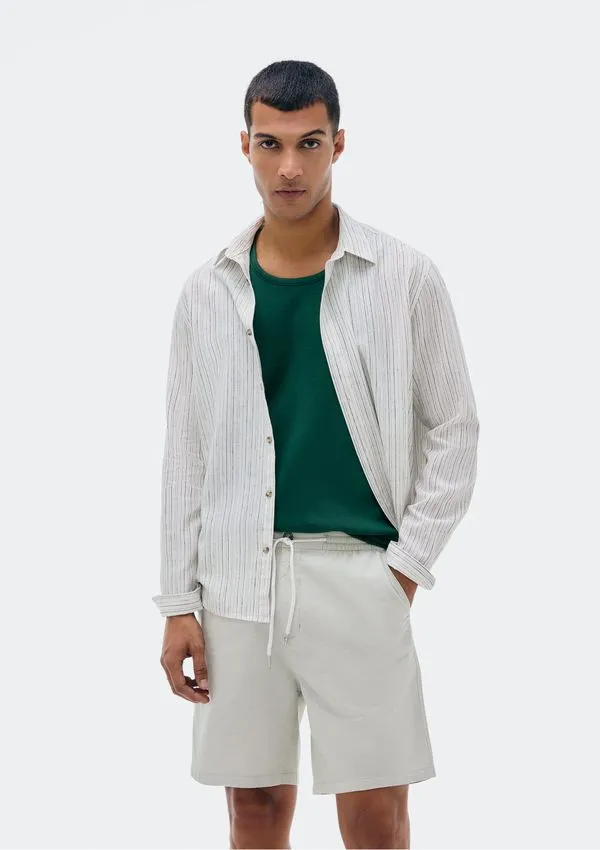 Bermuda Masculina Reta Fio Tinto - Cinza 036