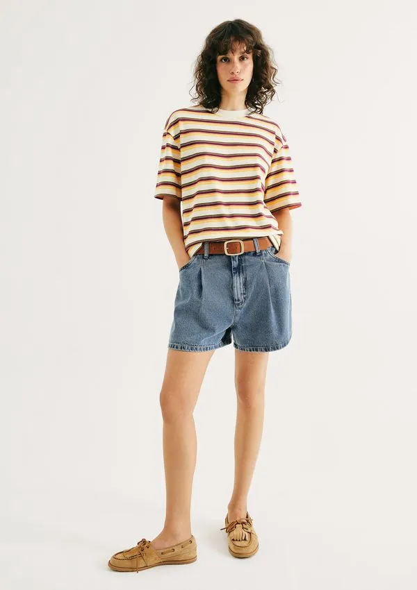 Shorts Feminino Evasê Em Jeans - Azul 034