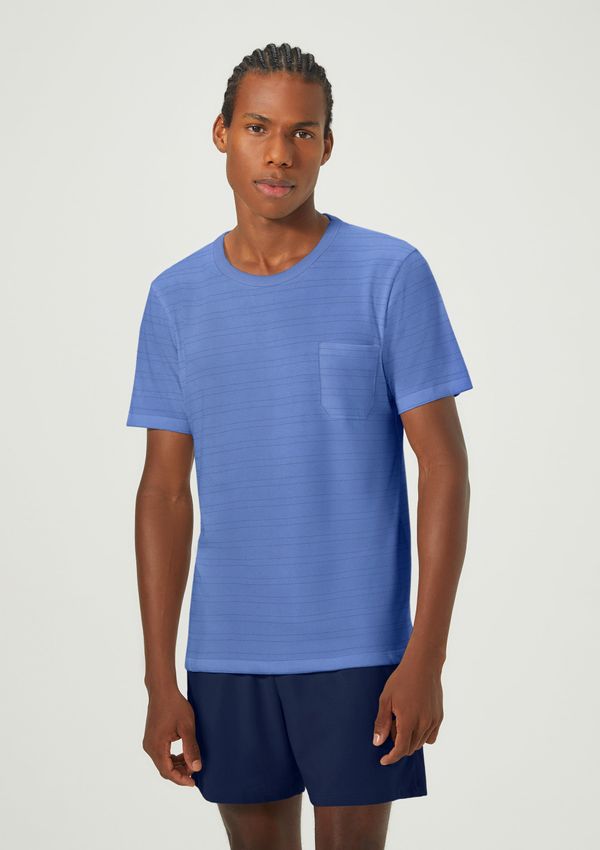 Pijama Curto Masculino Fio Tinto Listrado - Azul M