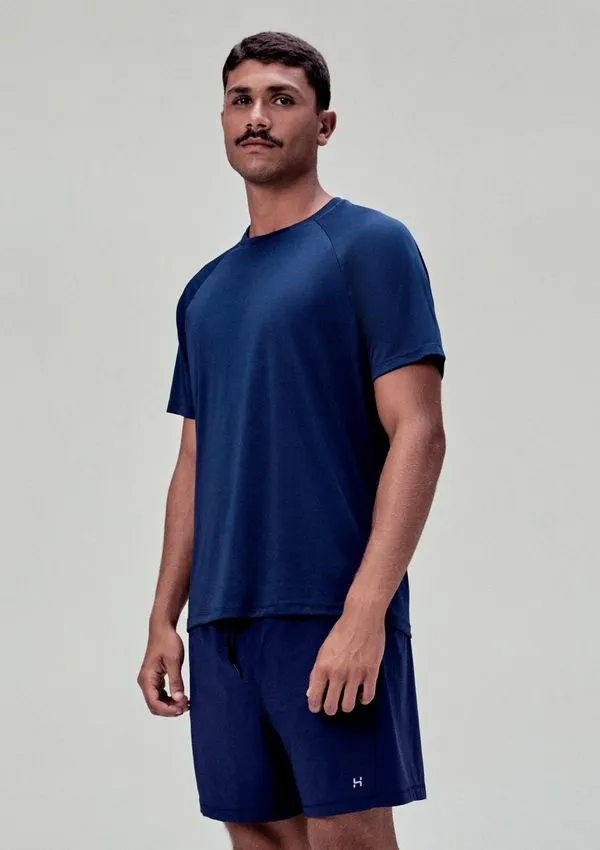 Camiseta Esportiva Masculina Recorte Texturizado - Azul G