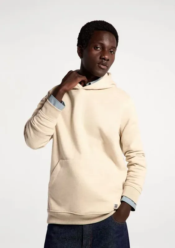 Blusão Masculino Comfort Em Moletom Peluciado - Bege M