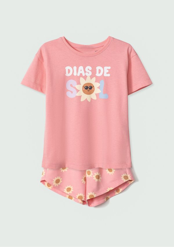 Conjunto Curto Infantil Menina Toddler Estampado - Rosa 004