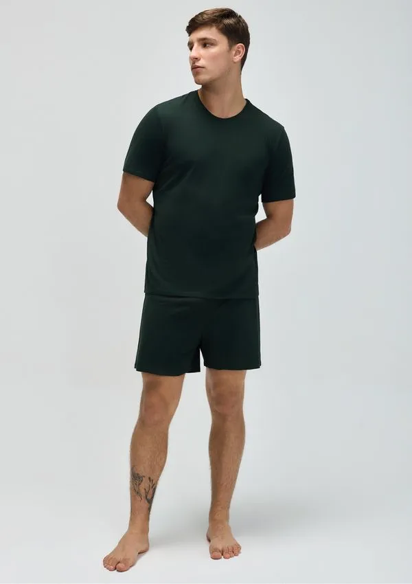 Pijama Curto Masculino Comfort Em Algodão Pima - Verde P