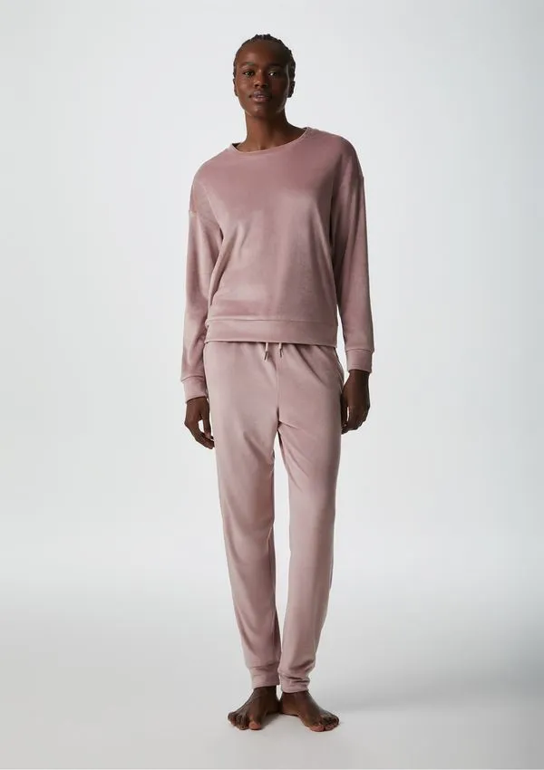 Pijama Longo Feminino Em Plush - Rosa M