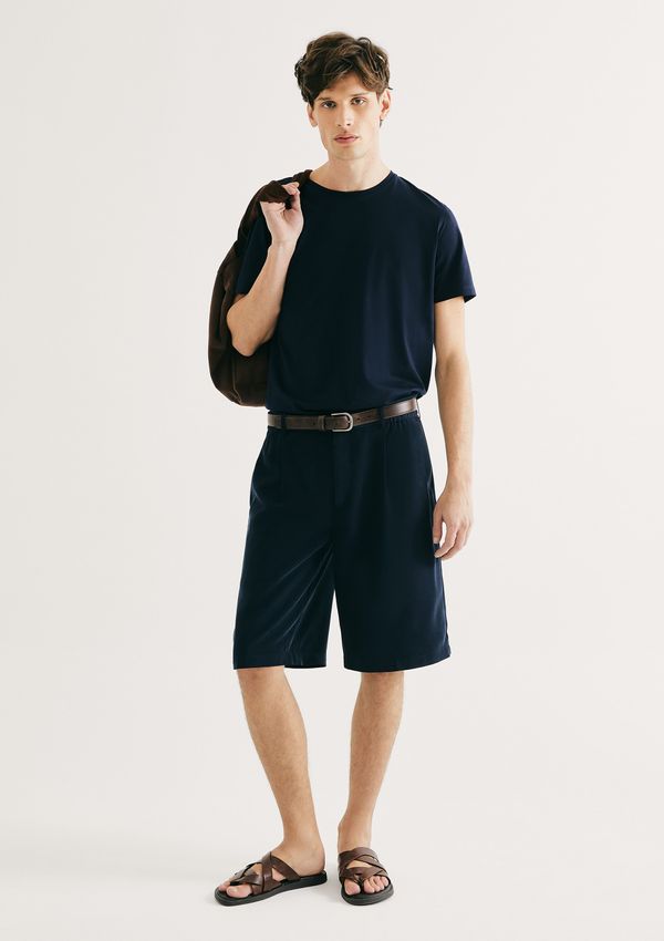 Bermuda Masculina Reta Com Pregas - Azul 038