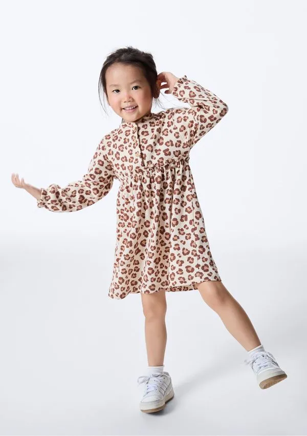 Vestido Infantil Toddler Manga Longa Estampado - Nude 004