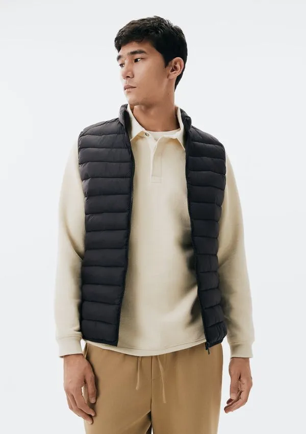 Colete Básico Masculino Puffer Comfort - Preto XG