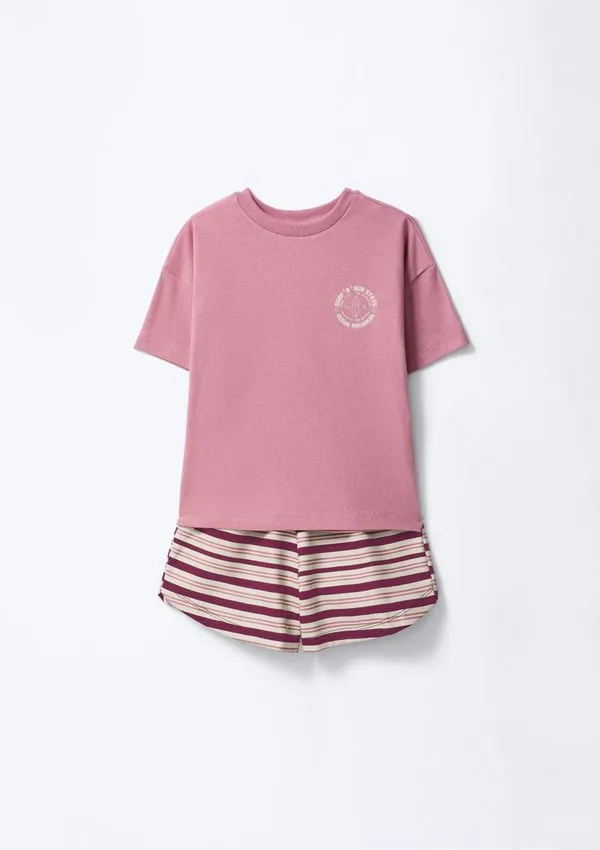 Conjunto Infantil Menina Curto Estampado - Rosa 014