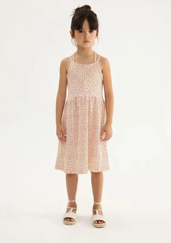Vestido Infantil Curto Estampado - Creme 016