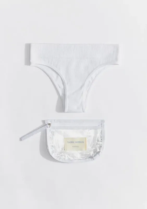 Calcinha Cintura Alta + Necessaire - Off white P