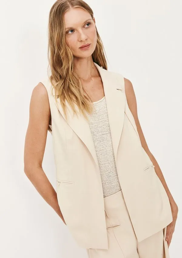 Colete Feminino Alfaiataria Em Peach Touch - Bege XG
