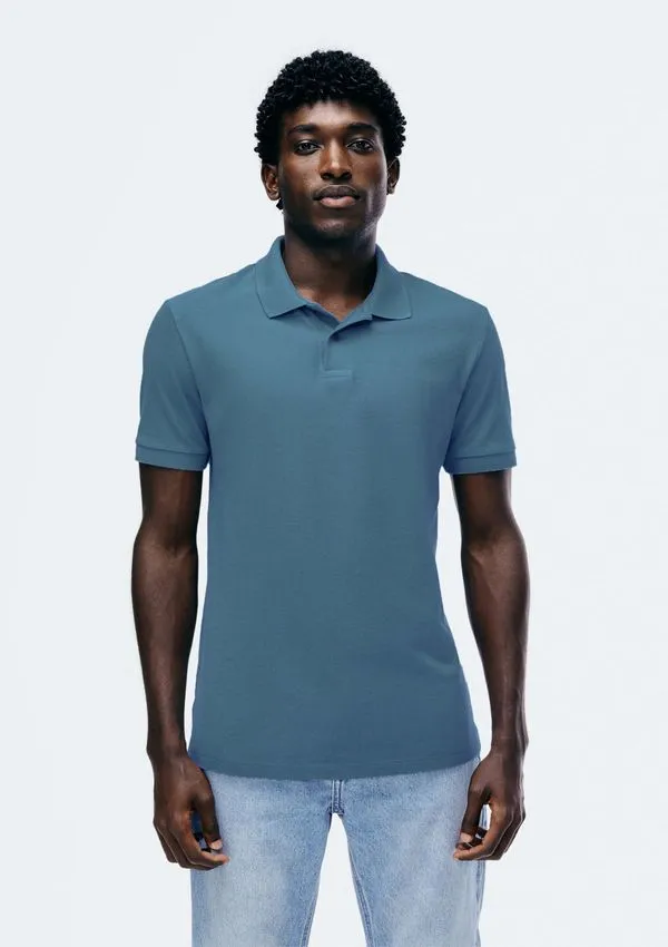Camisa Polo Básica Masculina Em Piquet - Azul M
