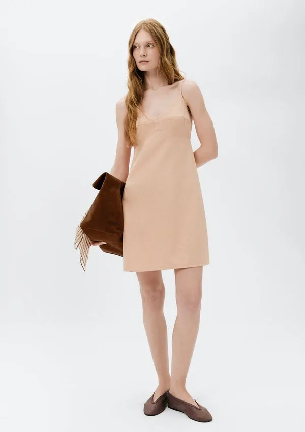 Vestido Curto Alças Finas Com Liocel - Salmão P